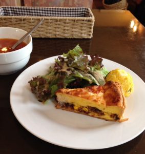 keema curry quiche at Le Cerecle